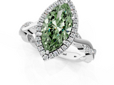 White gold Fancy Green Marquise  Cut Halo Twisted Band Four-Prong Ring_38