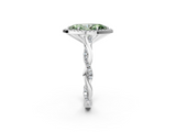White gold Fancy Green Marquise  Cut Halo Twisted Band Four-Prong Ring_39