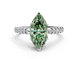 White gold Fancy Green Marquise  Cut Pavé Band Solitaire Ring with Four-Prong Setting_42