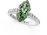 White gold Fancy Green Marquise  Cut Pavé Band Solitaire Ring with Four-Prong Setting_43