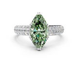 White gold Fancy Green Marquise  Cut Pave Diamond Engagement Ring with Channel Set Band and Four-Prong Setting_20