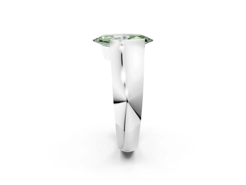 White gold Fancy Green Marquise Cut Solitaire Bezel Set Diamond Ring with Wide Band_14