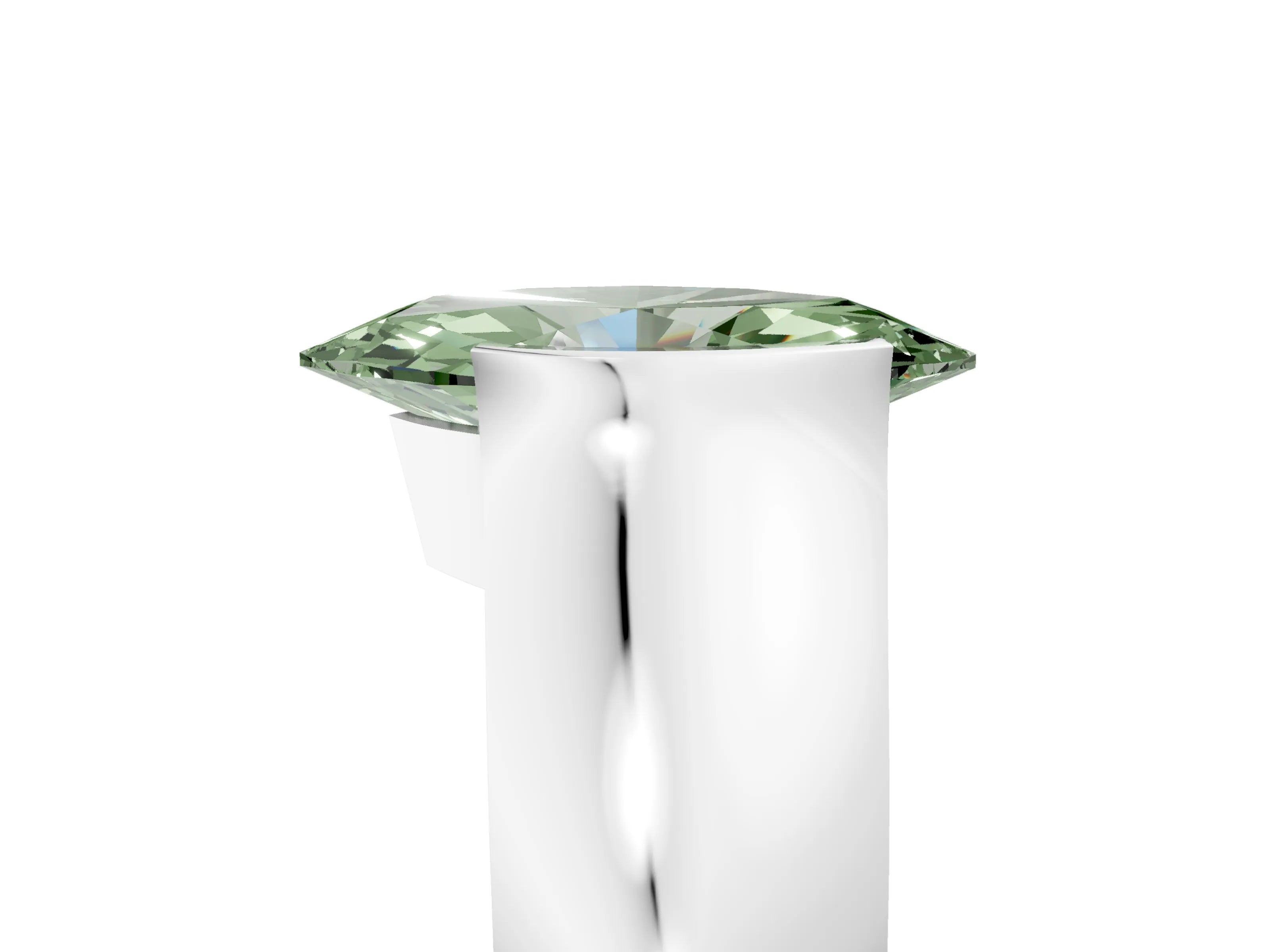 White gold Fancy Green Marquise Cut Solitaire Bezel Set Diamond Ring with Wide Band_17