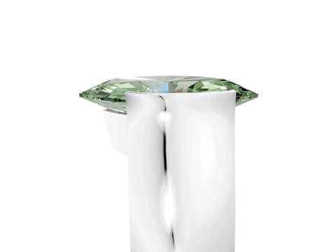 White gold Fancy Green Marquise Cut Solitaire Bezel Set Diamond Ring with Wide Band_17