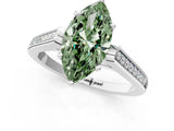 White gold Fancy Green Marquise Cut Solitaire Cathedral Diamond Engagement Ring with Channel-Set Band and Four-Prong Setting_16