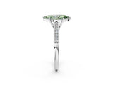 White gold Fancy Green Marquise Cut Solitaire Cathedral Diamond Engagement Ring with Channel-Set Band and Four-Prong Setting_17