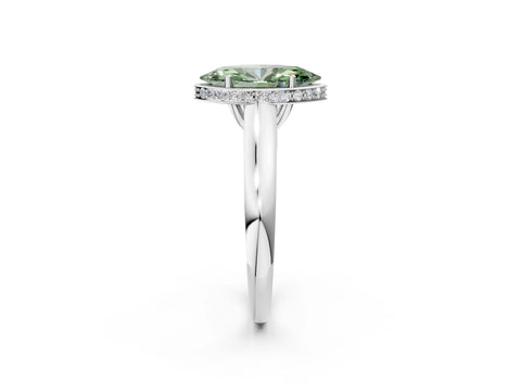 White gold Fancy Green Marquise Cut Solitaire Diamond Engagement Ring with Four-Prong Setting and Tapered Band_14
