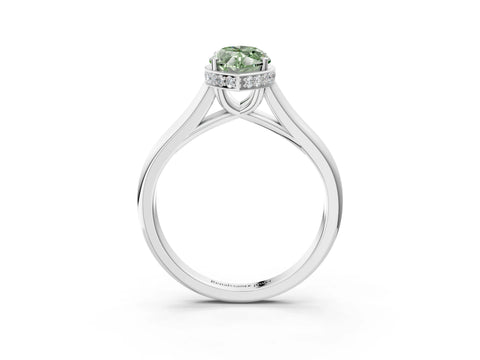 White gold Fancy Green Marquise Cut Solitaire Diamond Engagement Ring with Four-Prong Setting and Tapered Band_15