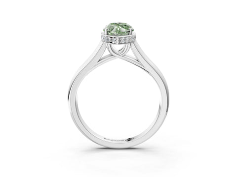 White gold Fancy Green Marquise Cut Solitaire Diamond Engagement Ring with Four-Prong Setting and Tapered Band_3