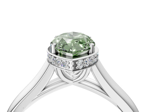White gold Fancy Green Marquise Cut Solitaire Diamond Engagement Ring with Four-Prong Setting and Tapered Band_4
