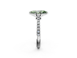 White gold Fancy Green Marquise  Cut Solitaire Diamond Engagement Ring with Pave Band and Four-Prong Setting_160
