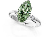 White gold Fancy Green Marquise Cut Solitaire Diamond Engagement Ring with Twisted Pave Band and Four-Prong Setting_20