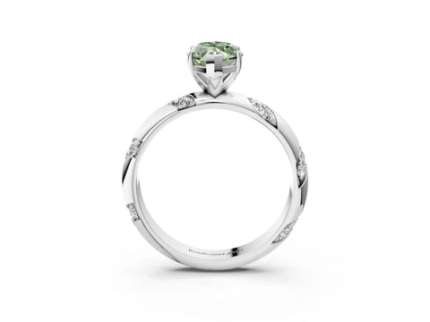 White gold Fancy Green Marquise Cut Solitaire Diamond Engagement Ring with Twisted Pave Band and Four-Prong Setting_22