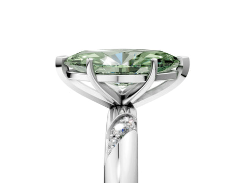 White gold Fancy Green Marquise Cut Solitaire Diamond Engagement Ring with Twisted Pave Band and Four-Prong Setting_24