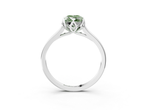 White gold Fancy Green Marquise  Cut Solitaire Diamond Ring with Flower-Prong Setting and Classic Band_135