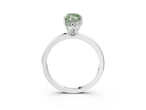 White gold Fancy Green Marquise Cut Solitaire Diamond Ring with Prong Setting and Plain Band_15
