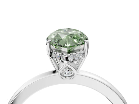 White gold Fancy Green Marquise Cut Solitaire Diamond Ring with Prong Setting and Plain Band_16
