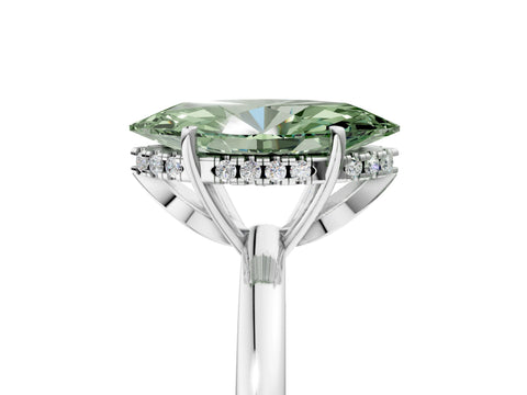 White gold Fancy Green Marquise Cut Solitaire Diamond Ring with Prong Setting and Plain Band_17