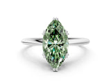 White gold Fancy Green Marquise Cut Solitaire Diamond Ring with Six-Prong Setting and Classic Band_13
