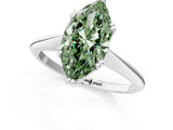White gold Fancy Green Marquise Cut Solitaire Diamond Ring with Six-Prong Setting and Classic Band_14