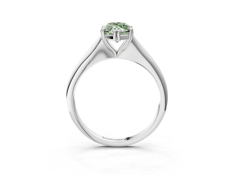 White gold Fancy Green Marquise Cut Solitaire Diamond Ring with Six-Prong Setting and Classic Band_3