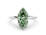 White gold Fancy Green Marquise Cut Solitaire Diamond Ring with Six-Prong Setting and Classic Band_50