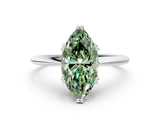 White gold Fancy Green Marquise Cut Solitaire Diamond Ring with Six-Prong Setting and Classic Band_62
