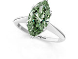 White gold Fancy Green Marquise Cut Solitaire Diamond Ring with Six-Prong Setting and Classic Band_63