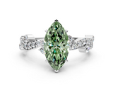 White gold Fancy Green Marquise  Cut Solitaire Diamond Twisted Band with Pave Setting_44