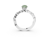 White gold Fancy Green Marquise  Cut Solitaire Diamond Twisted Band with Pave Setting_47