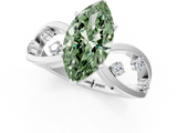 White gold Fancy Green Marquise  Cut Solitaire Diamond with Side Stones on Criss-Cross Band and Four-Prong Setting_4