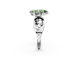White gold Fancy Green Marquise  Cut Solitaire Diamond with Side Stones on Criss-Cross Band and Four-Prong Setting_5