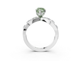 White gold Fancy Green Marquise  Cut Solitaire Diamond with Side Stones on Criss-Cross Band and Four-Prong Setting_6