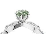 White gold Fancy Green Marquise  Cut Solitaire Diamond with Side Stones on Criss-Cross Band and Four-Prong Setting_7
