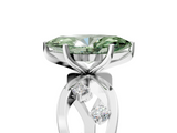 White gold Fancy Green Marquise  Cut Solitaire Diamond with Side Stones on Criss-Cross Band and Four-Prong Setting_8