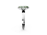 White gold Fancy Green Marquise  Cut Solitaire Engagement Ring with Flat Band and Four-Prong Setting 2
