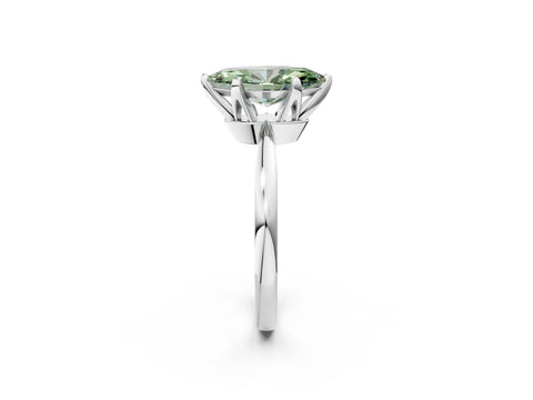 White gold Fancy Green Marquise Cut Solitaire Engagement Ring with Six-Prong Setting and Tapered Band_2