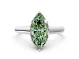 White gold Fancy Green Marquise Cut Solitaire Engagement Ring with Tapered Band and Four-Prong Setting_15