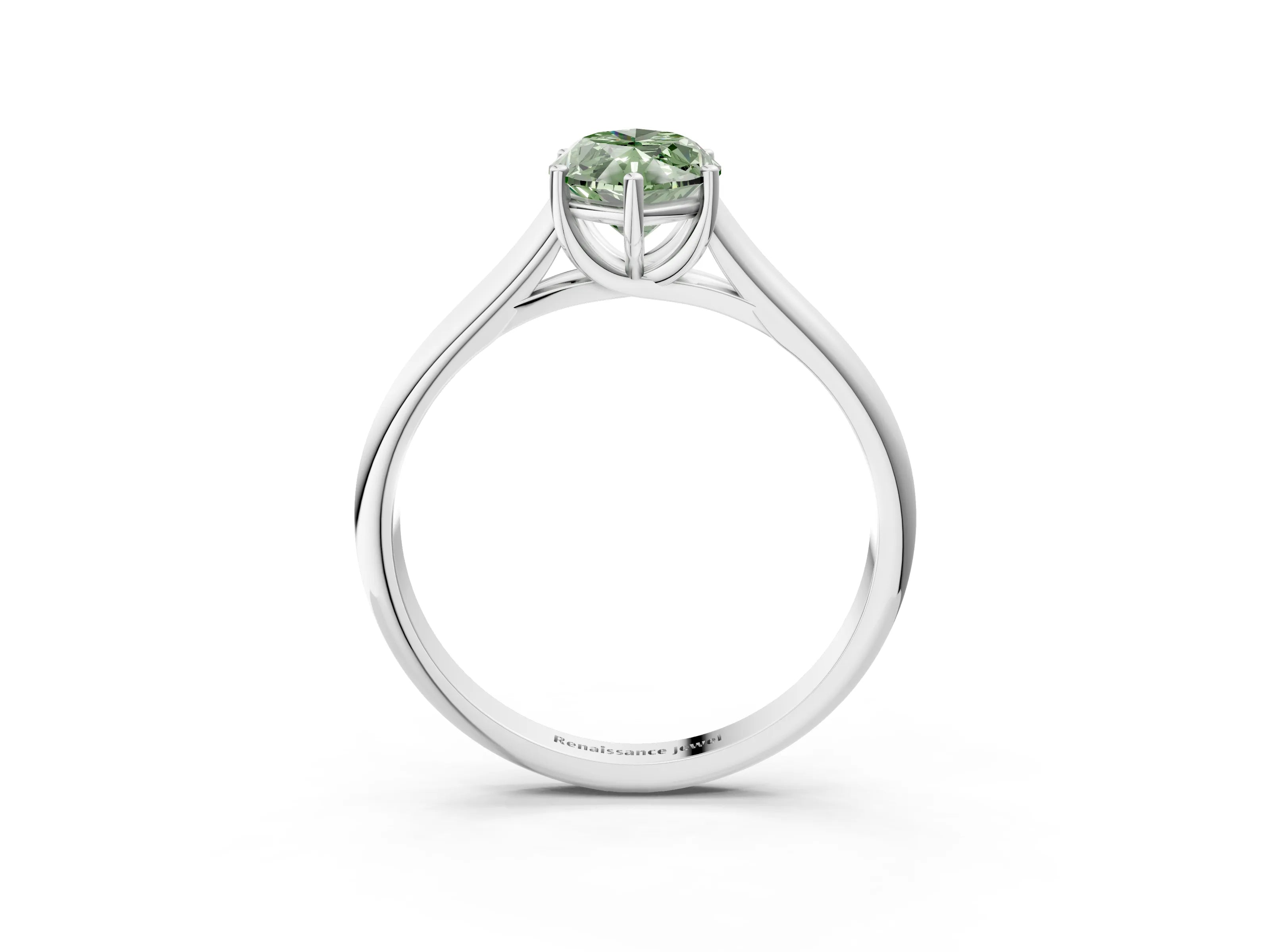 White gold Fancy Green Marquise Cut Solitaire Engagement Ring with Tapered Band and Four-Prong Setting_18