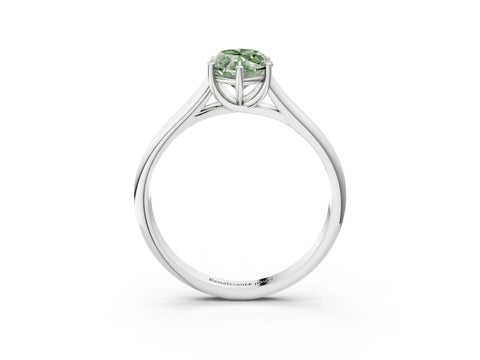 White gold Fancy Green Marquise Cut Solitaire Engagement Ring with Tapered Band and Four-Prong Setting_6