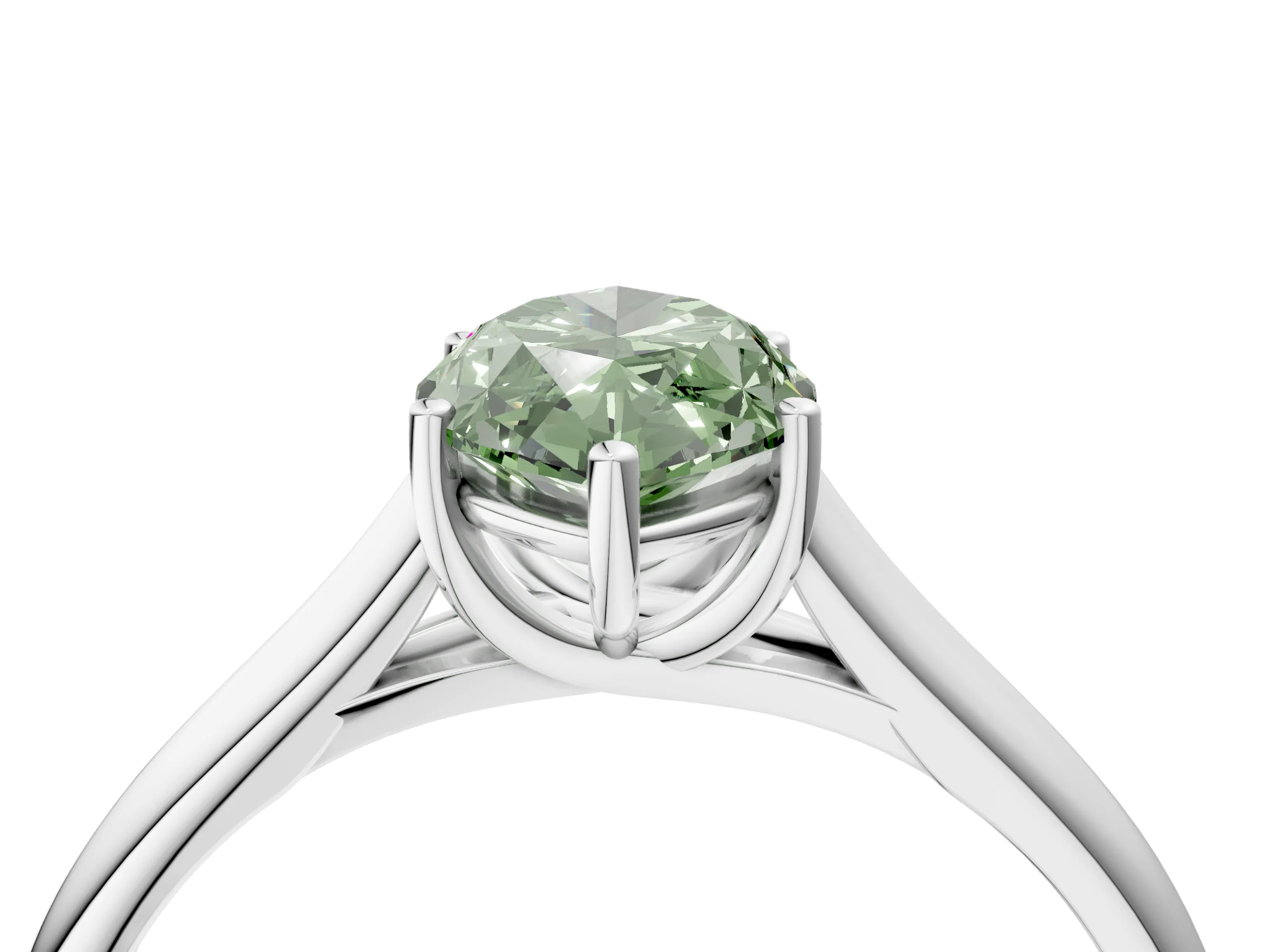 White gold Fancy Green Marquise Cut Solitaire Engagement Ring with Tapered Band and Four-Prong Setting_7
