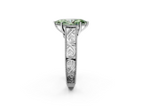 White gold Fancy Green Marquise  Cut Solitaire Engraved Band with Four-Prong Setting_64