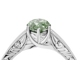White gold Fancy Green Marquise  Cut Solitaire Engraved Band with Four-Prong Setting_66