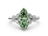 White gold Fancy Green Marquise  Cut Solitaire Floral Diamond Ring with Four-Prong Setting_55
