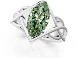 White gold Fancy Green Marquise Cut Solitaire Intertwined Band Prong Setting Ring_1