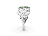 White gold Fancy Green Marquise Cut Solitaire Leaf-Inspired Engagement Ring with Prong Setting_14