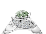 White gold Fancy Green Marquise Cut Solitaire Leaf-Inspired Engagement Ring with Prong Setting_16