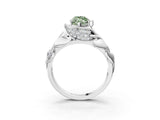 White gold Fancy Green Marquise Cut Solitaire Leaf-Inspired Engagement Ring with Prong Setting_3