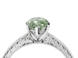White gold Fancy Green Marquise Cut Solitaire Milgrain Engraved Band with Four-Prong Setting_16