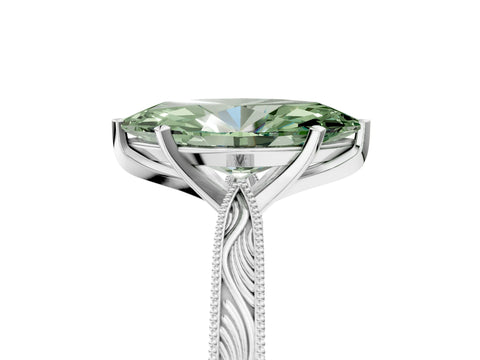 White gold Fancy Green Marquise Cut Solitaire Milgrain Engraved Band with Four-Prong Setting_5